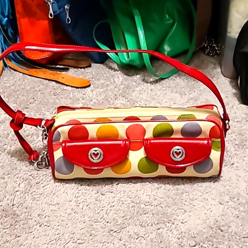 Brighton Red Patent Leather Shoulder Bag Hearts